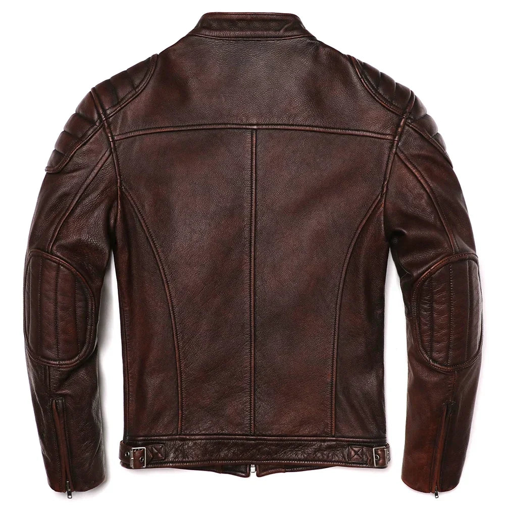 Signature Tunica Men's Vintage Brown Genuine Leather Biker Jacket
