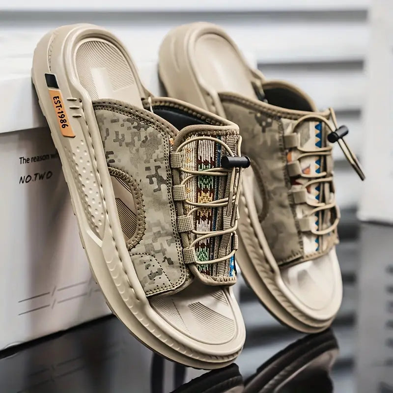 Men's Slip-On Casual Beach Sandals - Soft Non-Slip Rubber Sole