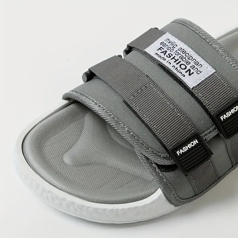 Quickni Unisex Lightweight Slides - Comfortable Gray Fabric Slippers