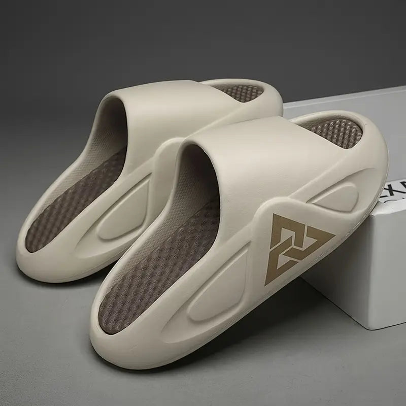 Men'S Preppy Casual Street Style Solid Color EVA Slides, Round Toe, Non-Slip, Thick Sole